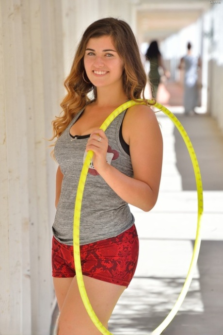 College girl flashes her bare ass and big tits in campus parking center