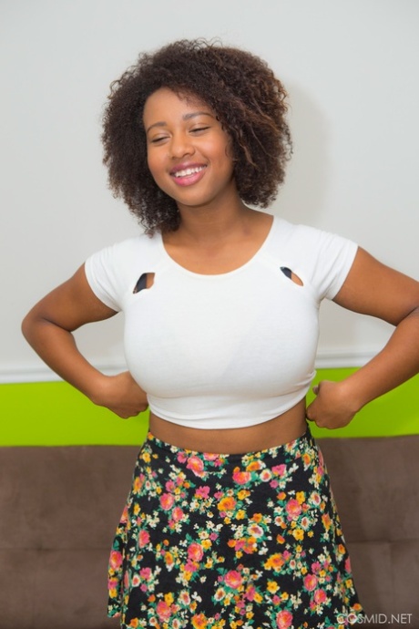 Sexy ebony Whitney Williams shows off her big nipples and saggy breasts