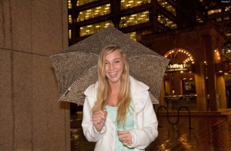 Clothe blonde heads home after party to unveil big young juggs after shower
