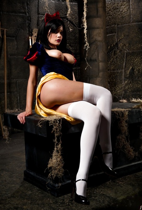 Brunette babe Jessica is a cosplay milf with big tits and tight ass