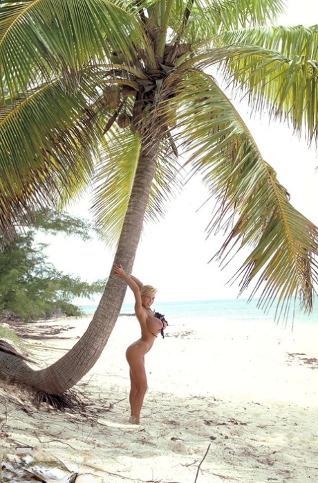 Solo model Tiffany Towers unleashes her giant tits on a Bahamian beach