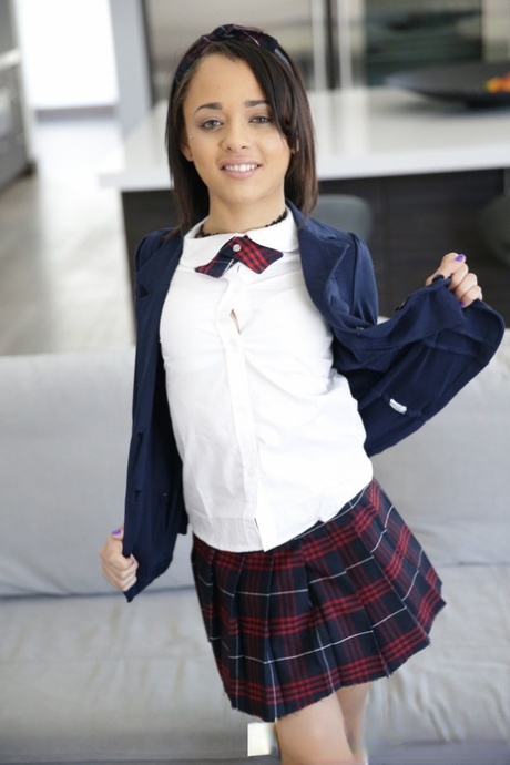 Sexy schoolgirl Holly Hendrix shows her tiny tits and toys tight butthole