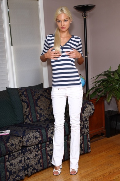 Tall skinny teen Franziska Facella gaping her wet pussy with a speculum