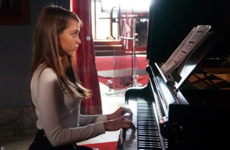 Submissive teen Riley Reid enjoys rough BDSM sex with her piano instructor