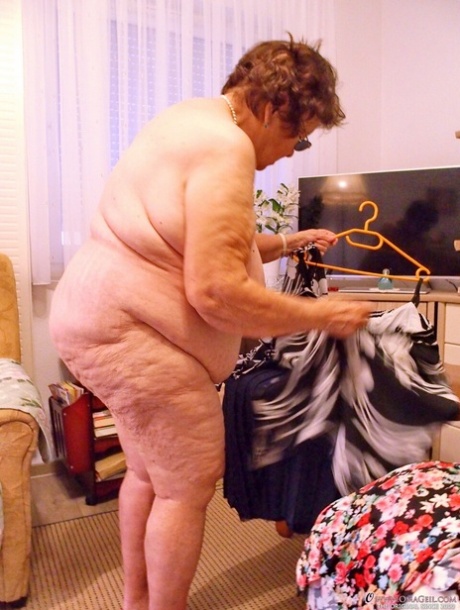 Fat old granny in sunglasses Petljura shows off her body and big tits